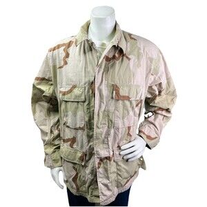 US Navy Coat Dessert Camouflage Shirt Mens L Camo Ripstop